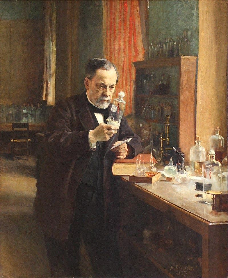 لوحة تجسد لويس باستور بمختبره عام 1885