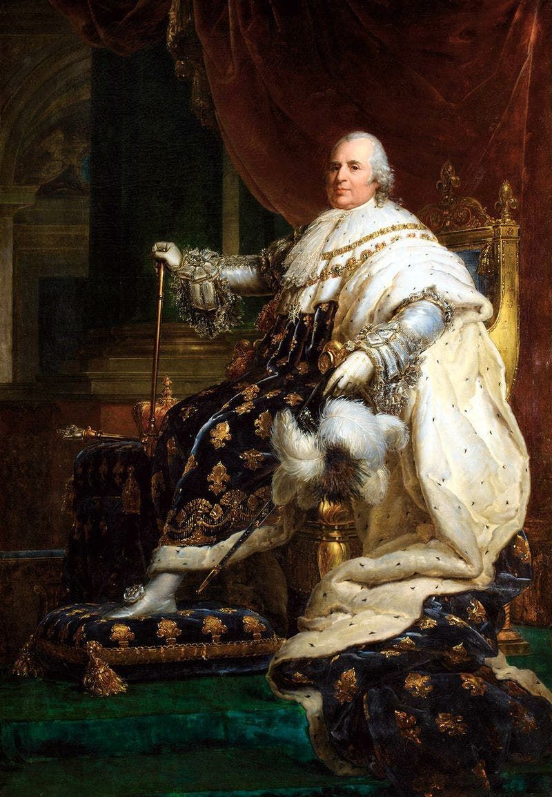 لوحة تجسد الملك الفرنسي لويس الثامن عشر