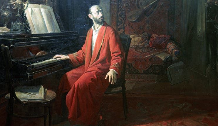 لوحة تجسد كومينيتاس أمام البيانو