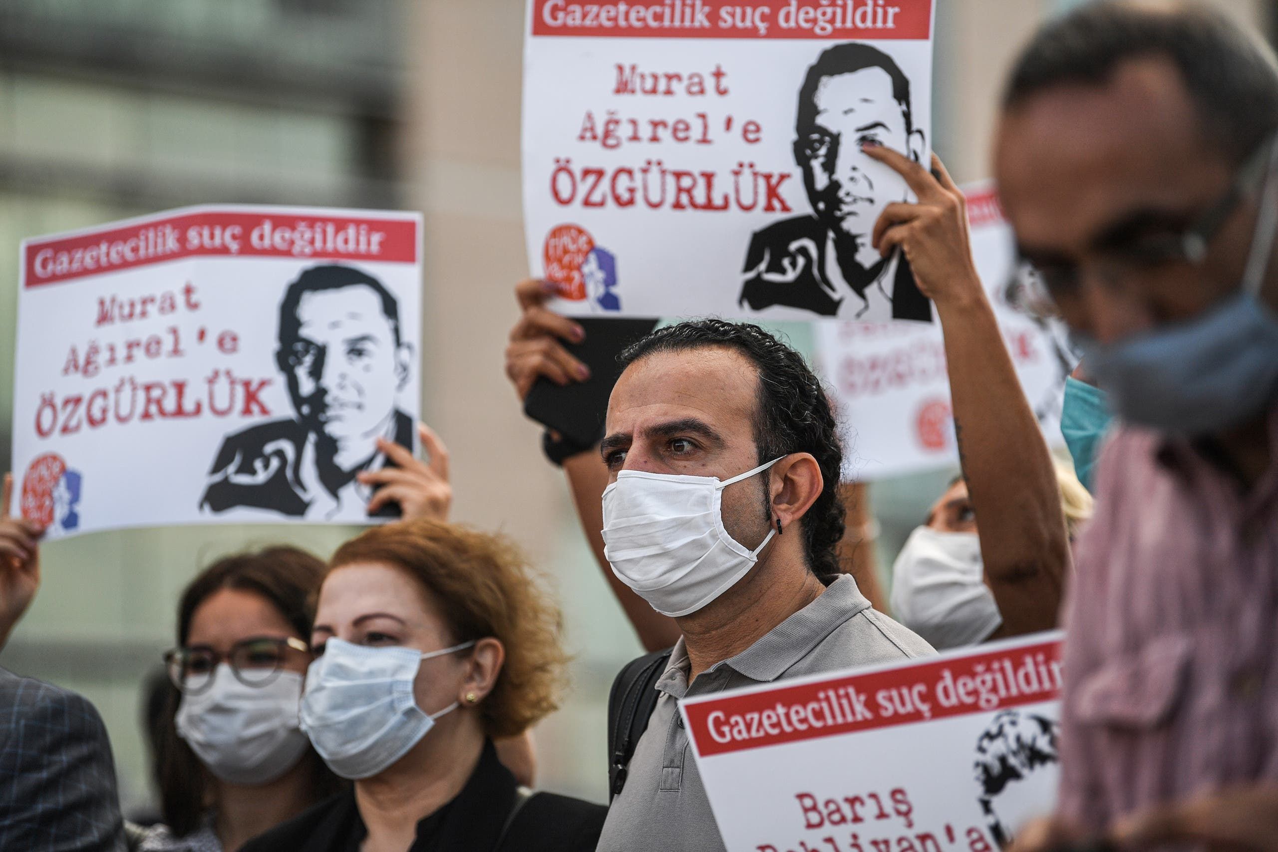 احتجاج في اسطنبول في سبتمبر 2020 على محاكمة صحفيين