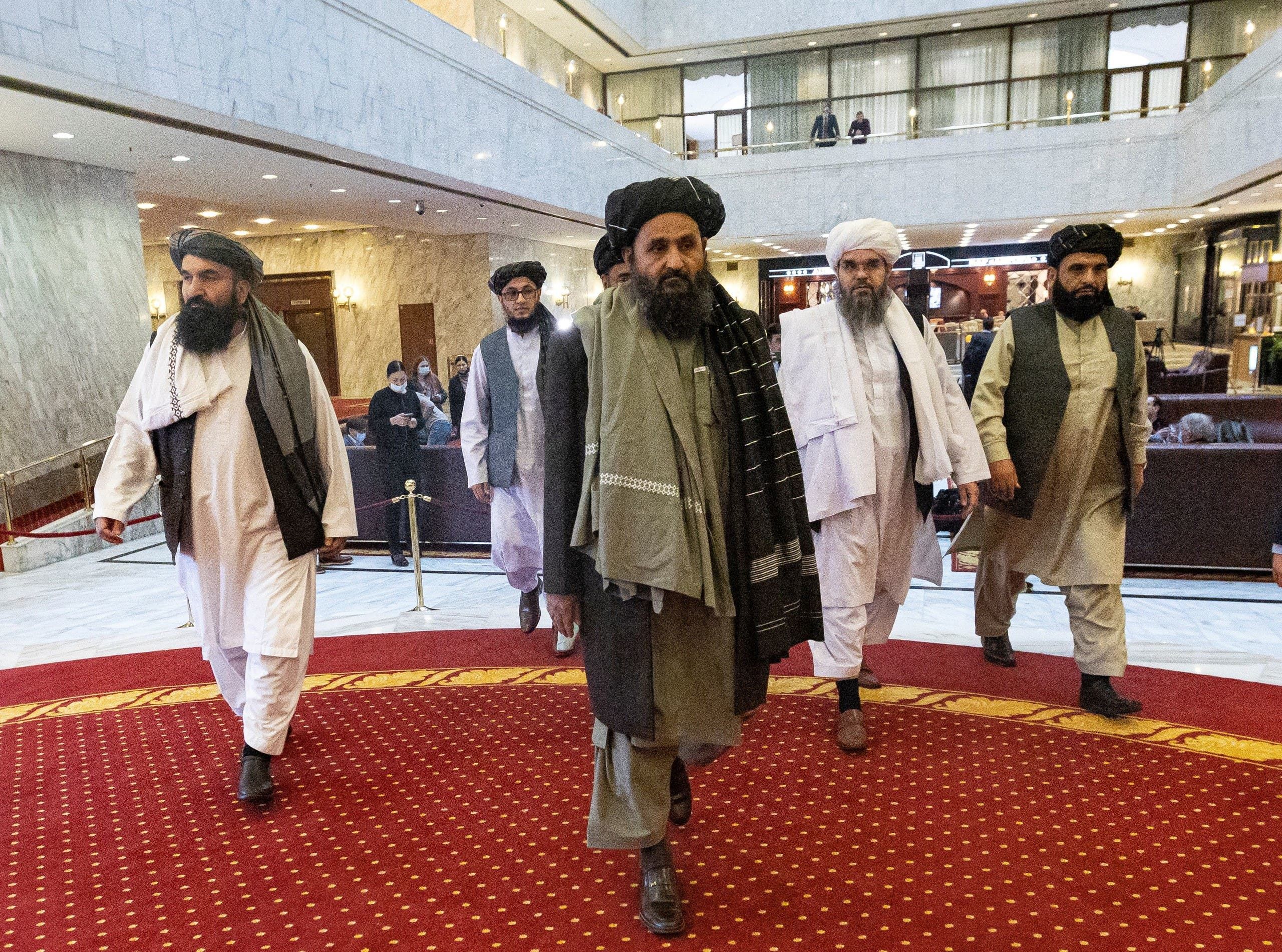 وفد أفغانستان خلال مؤتمر في موسكو في مارس الماضي حول السلام في أفغانستان