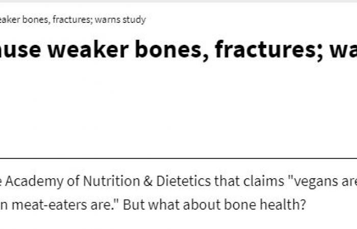 دراسة: النباتيون أكثر عرضه للإصابة بكسور العظام لافتقار أطعمتهم للكالسيوم