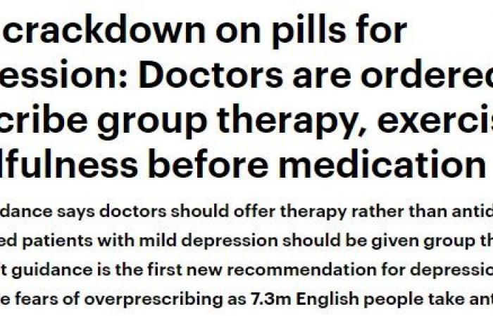 الصحة البريطانية توصى بعدم وصف الأدوية كخط علاج أولى لمرضى الاكتئاب الخفيف