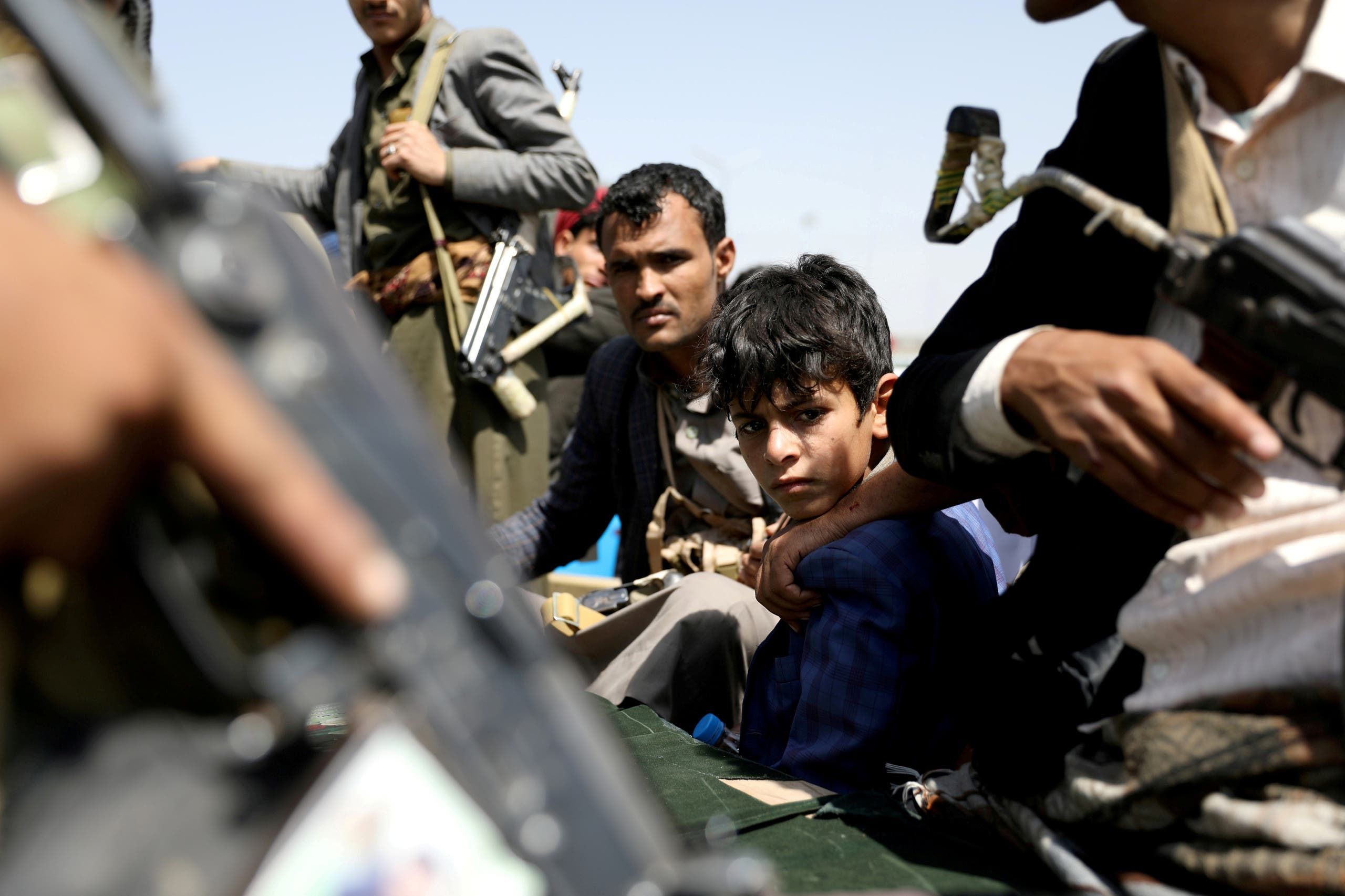 طفل خلال تجمّع للحوثيين في صنعاء في سبمتبر 2020